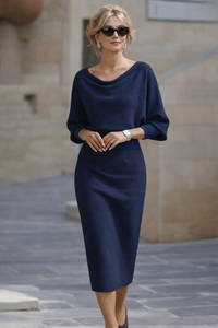 Lydia | Draped Batwing-Sleeve Dress for Women