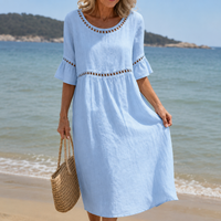 Hélène | Long Linen Dress with Flat Stomach Effect