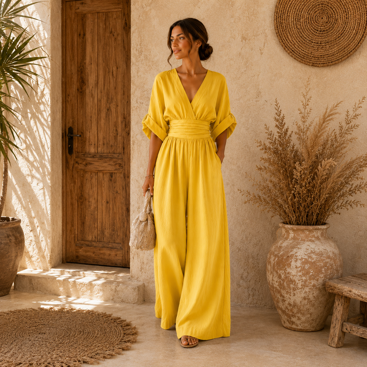 Daniela | Elegant Jumpsuit with V-Neck and Wide Legs