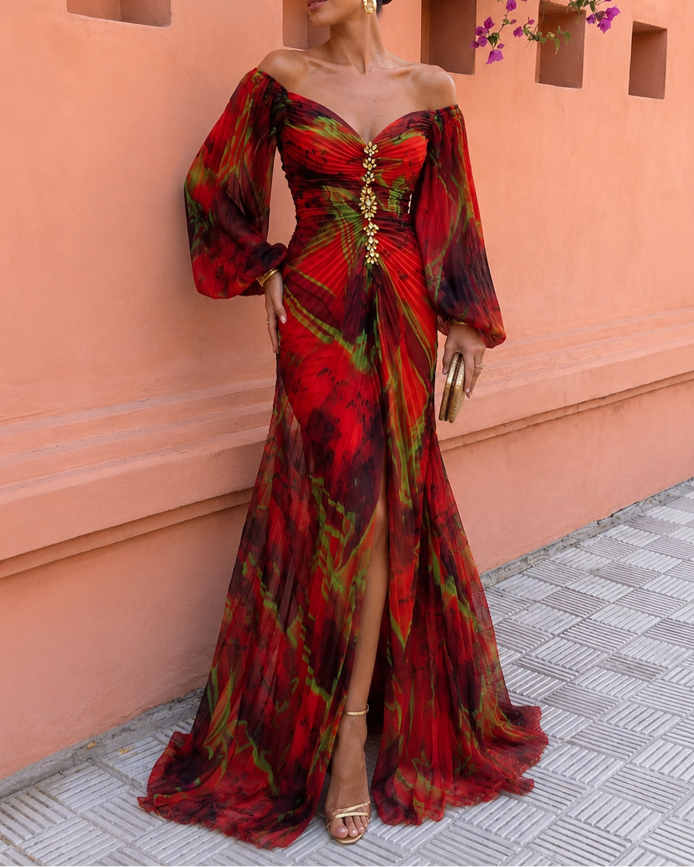 The Carmelia | Floral Off Shoulder Maxi Dress