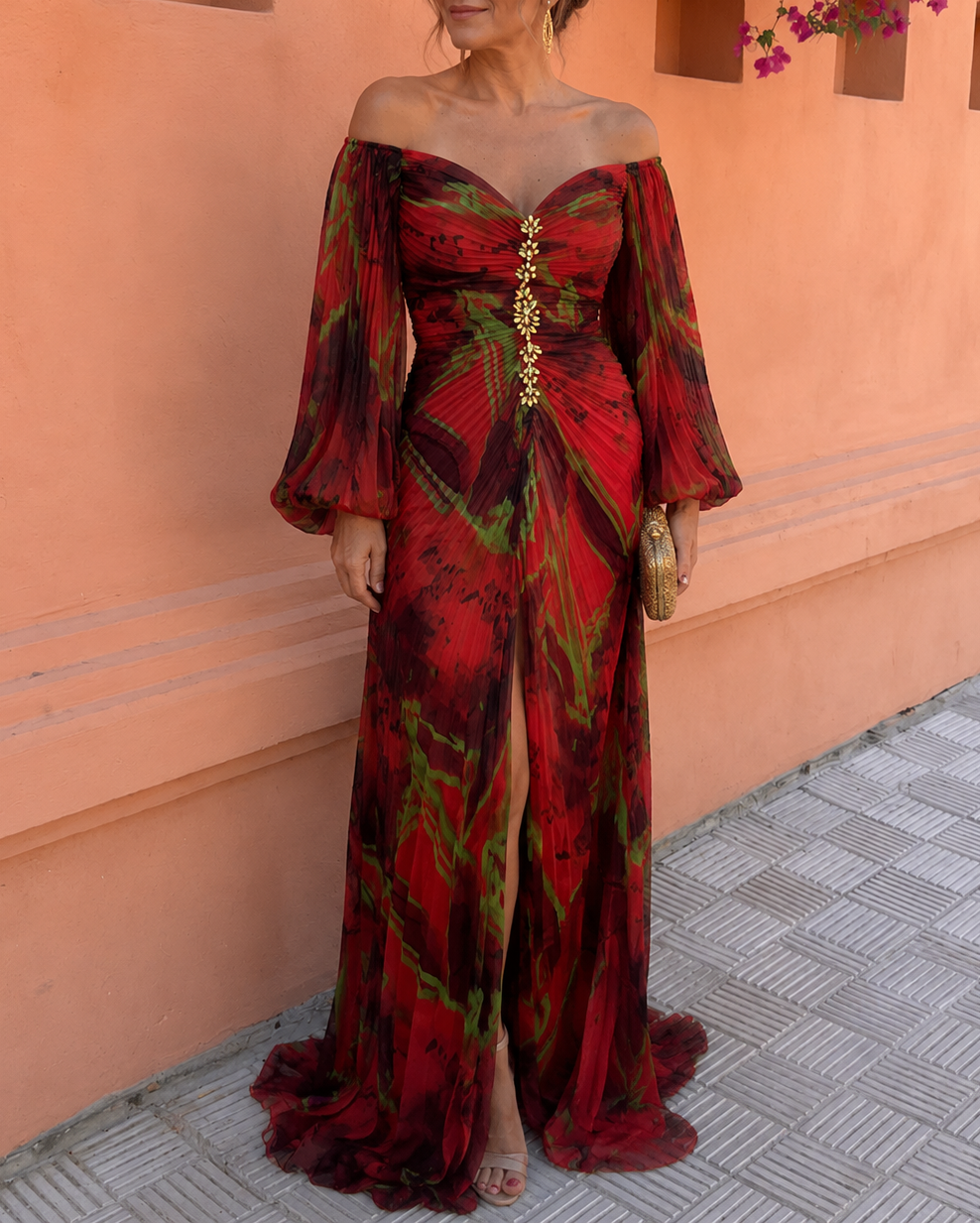 The Carmelia | Floral Off Shoulder Maxi Dress