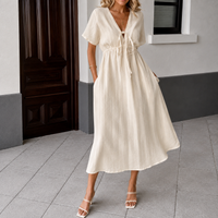 Louise | Long Flowing Dress with Tied V-Neck