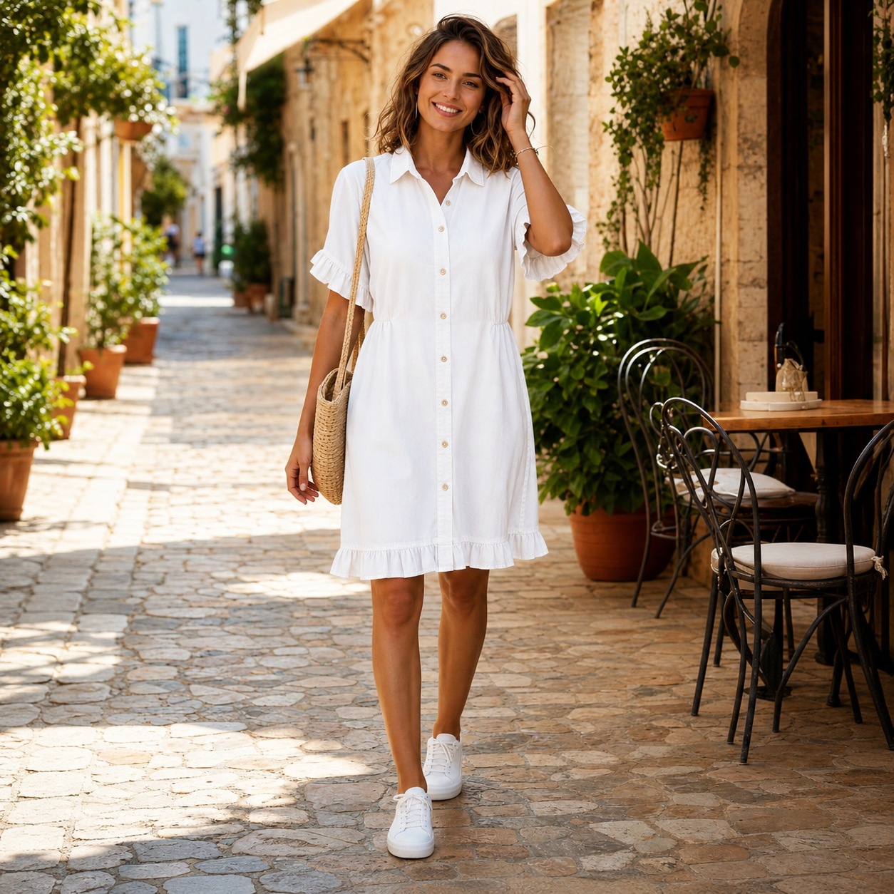 Romy | Comfortable Denim Dress with Flattering Gatherings