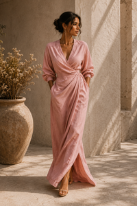 Roxa | Pink Maxi Dress with V-Neck