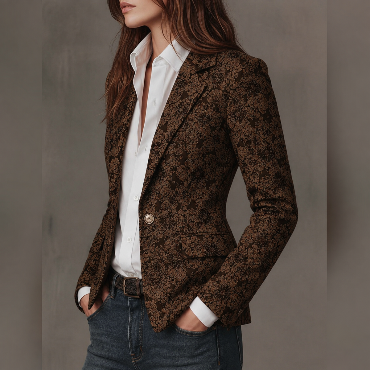 Women's Fitted Jacquard Paisley Blazer
