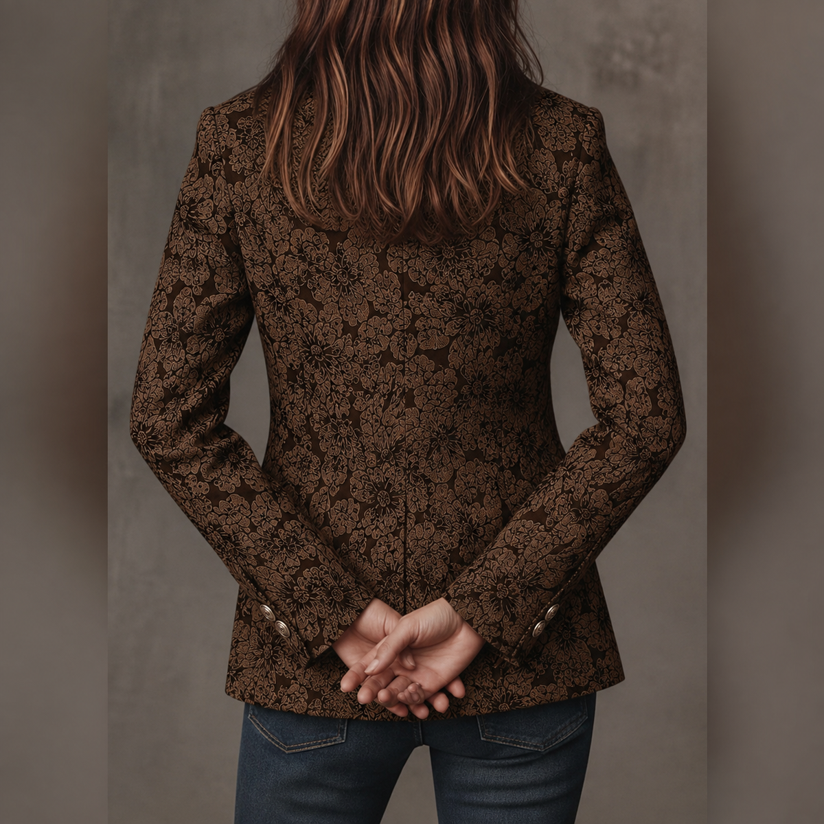 Women's Fitted Jacquard Paisley Blazer
