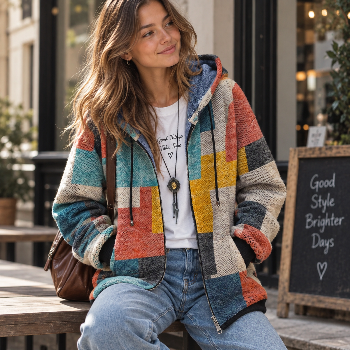 Blair | Geometric Color Block Coat – Wells & Rose