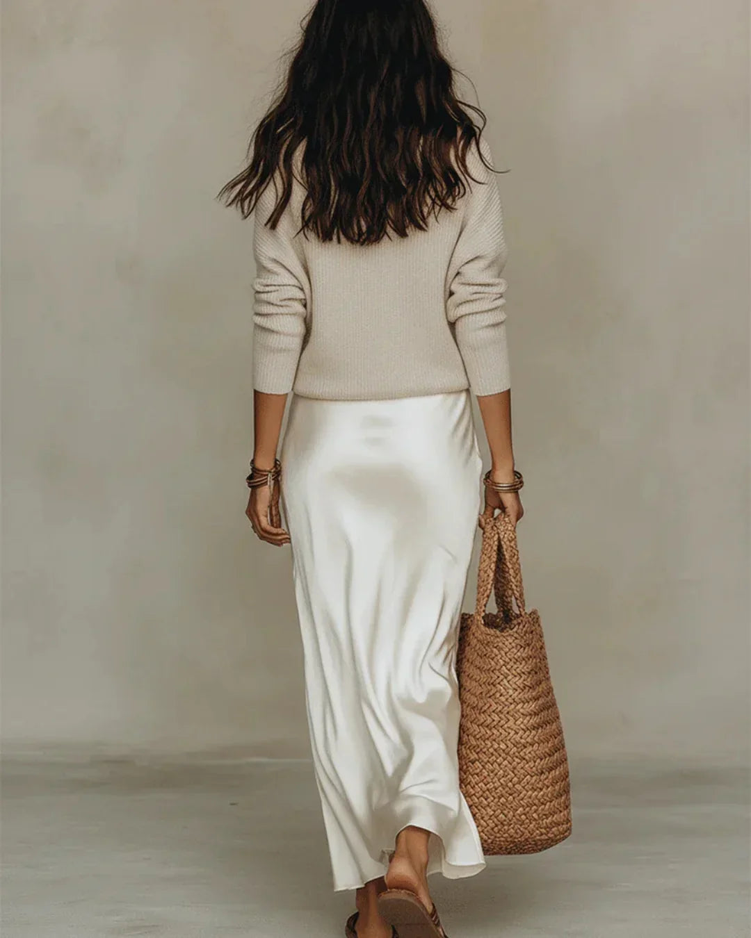 Harper | Satin-Effect Midi Dress & Matching Sweater