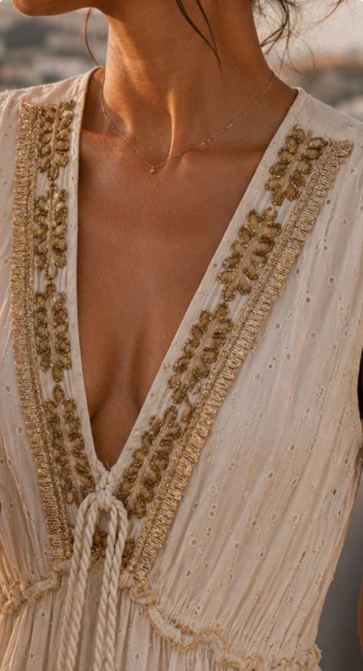 Embroidered Dress with Beading Capri