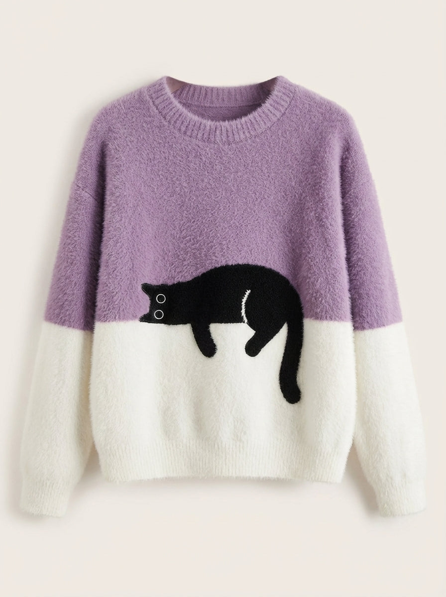 Luna - Women's Sweatshirt with Cat Graphic