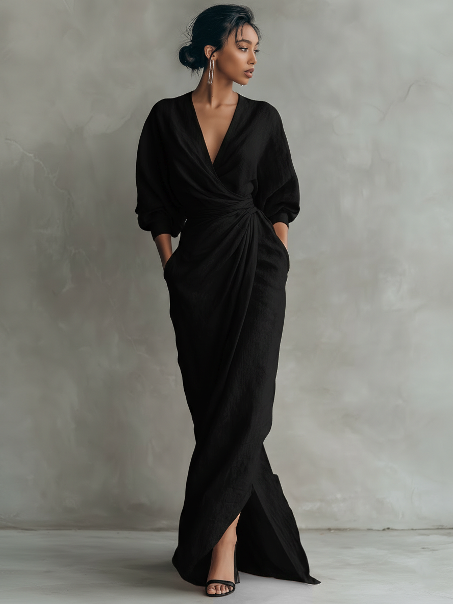 Roxa | Pink Maxi Dress with V-Neck