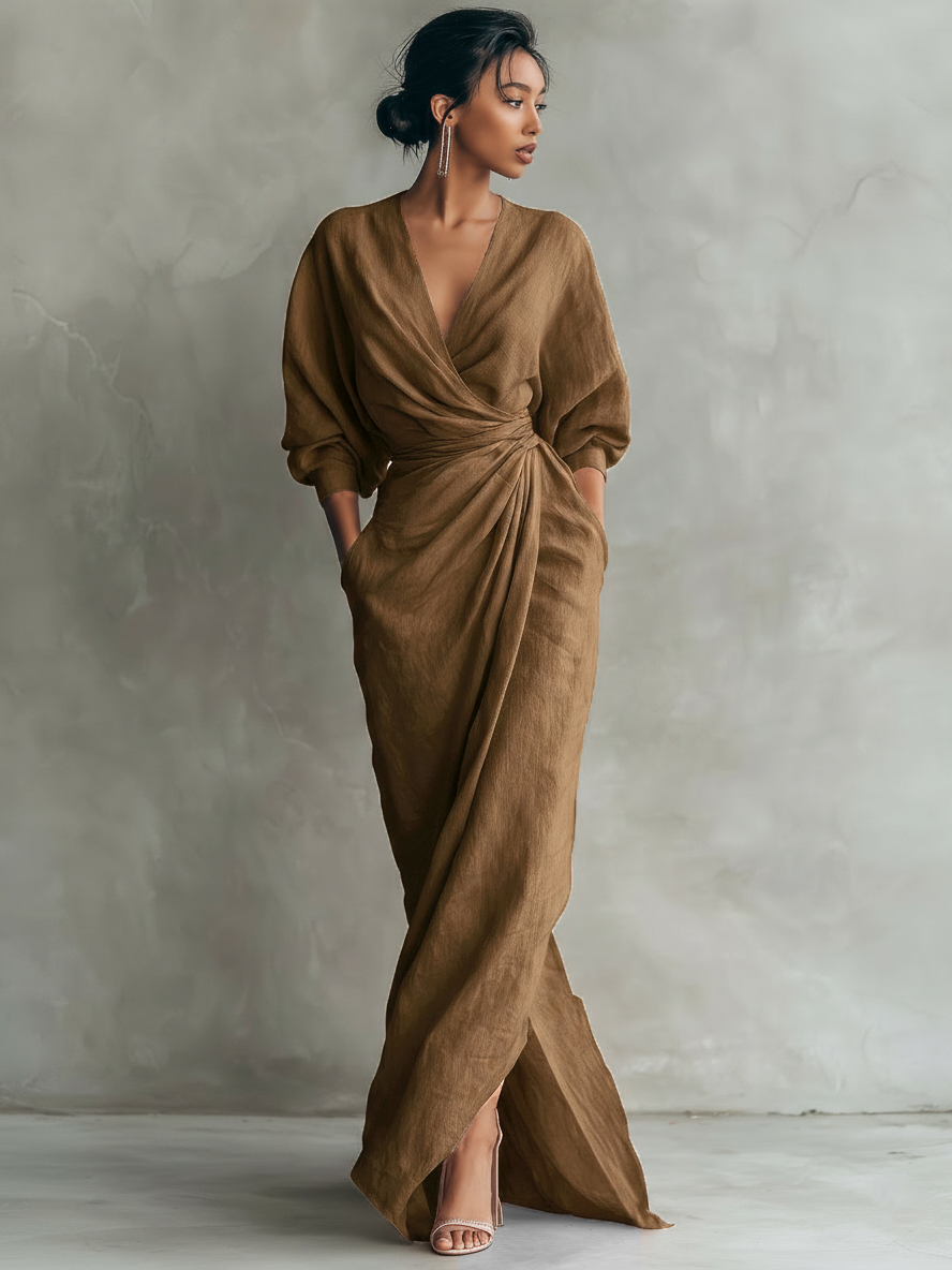 Roxa | Pink Maxi Dress with V-Neck