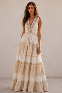 Embroidered Dress with Beading Capri