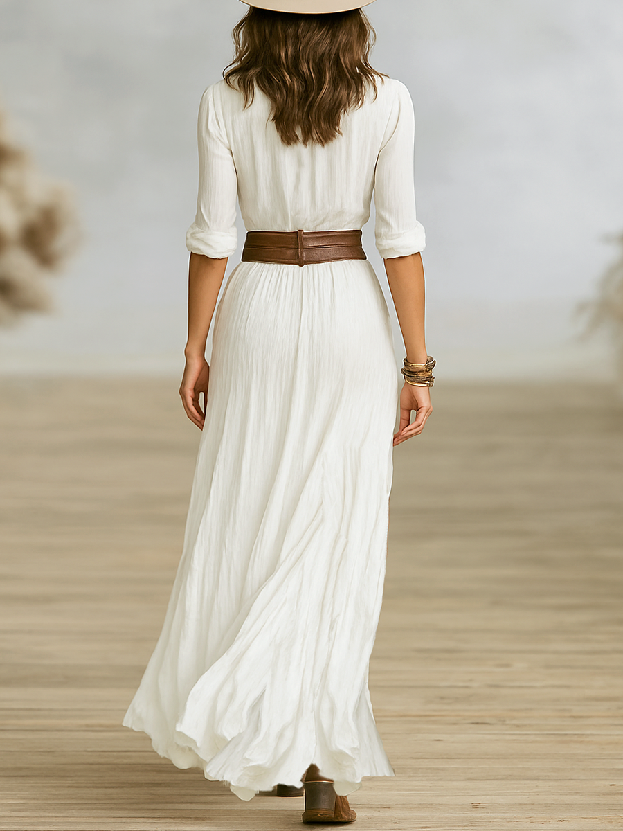 Aurora | Long Dress with Reversed Collar