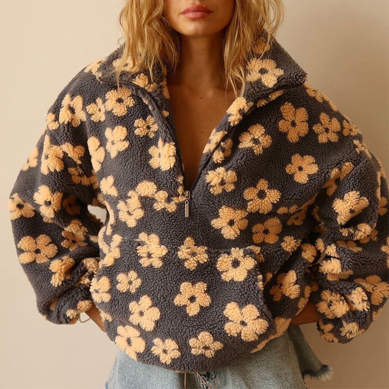 Daisy | Floral Fleece Pullover – Wells & Rose