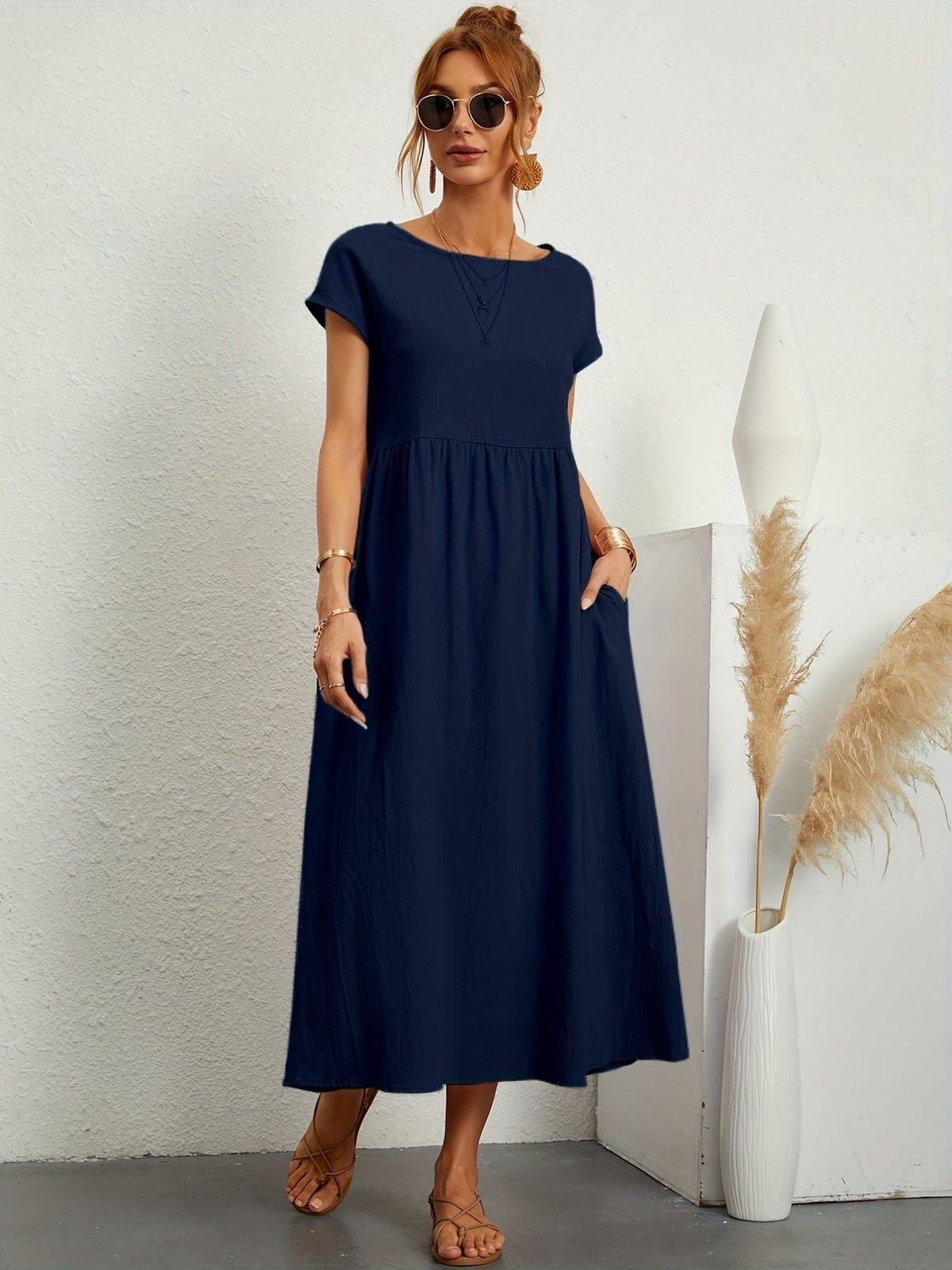 Clara | Fluid Midi Dress with Pockets