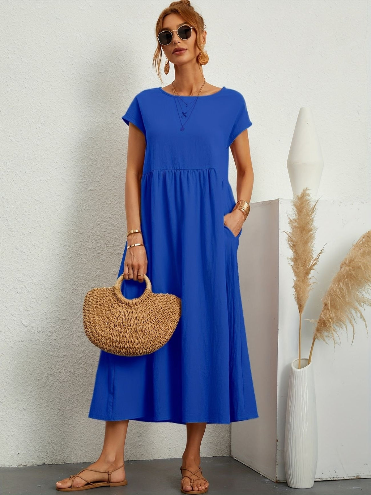 Clara | Fluid Midi Dress with Pockets