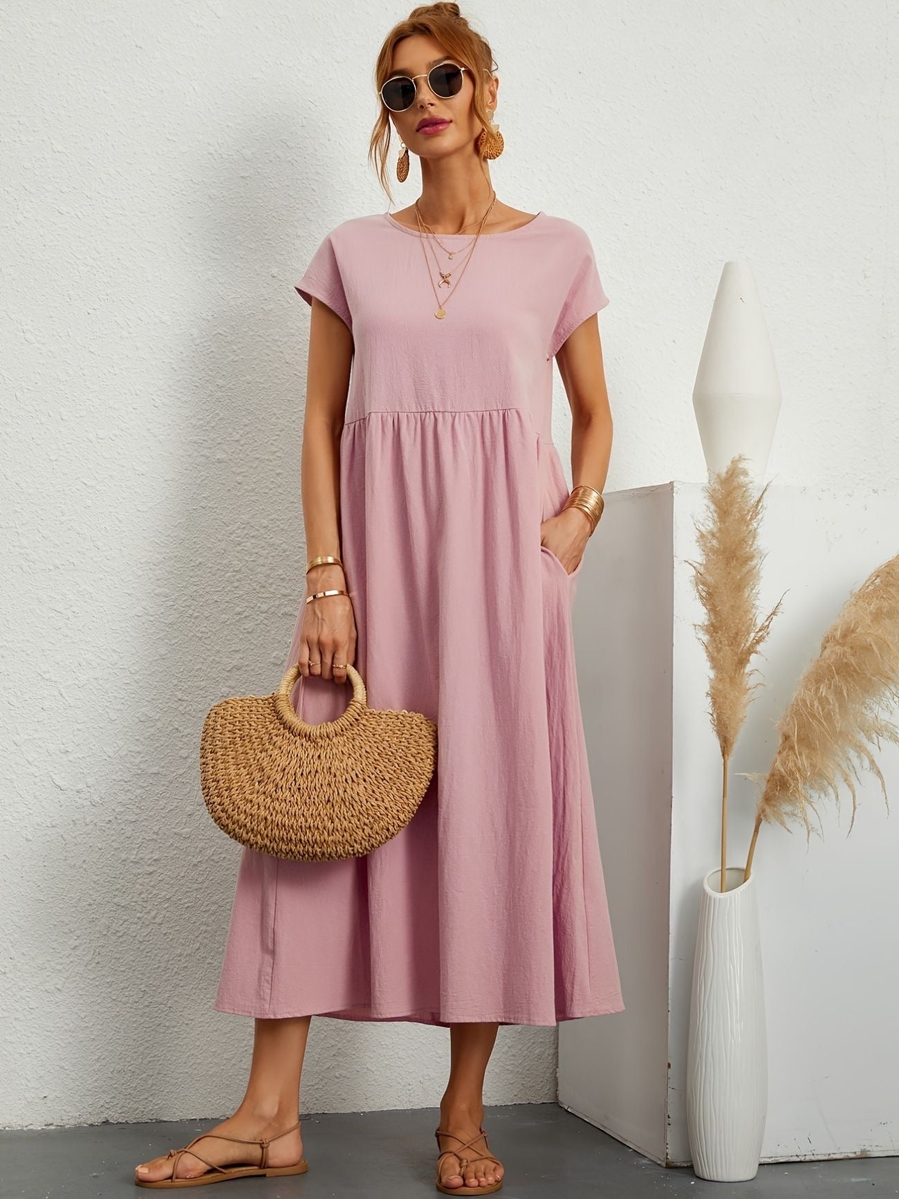 Clara | Fluid Midi Dress with Pockets