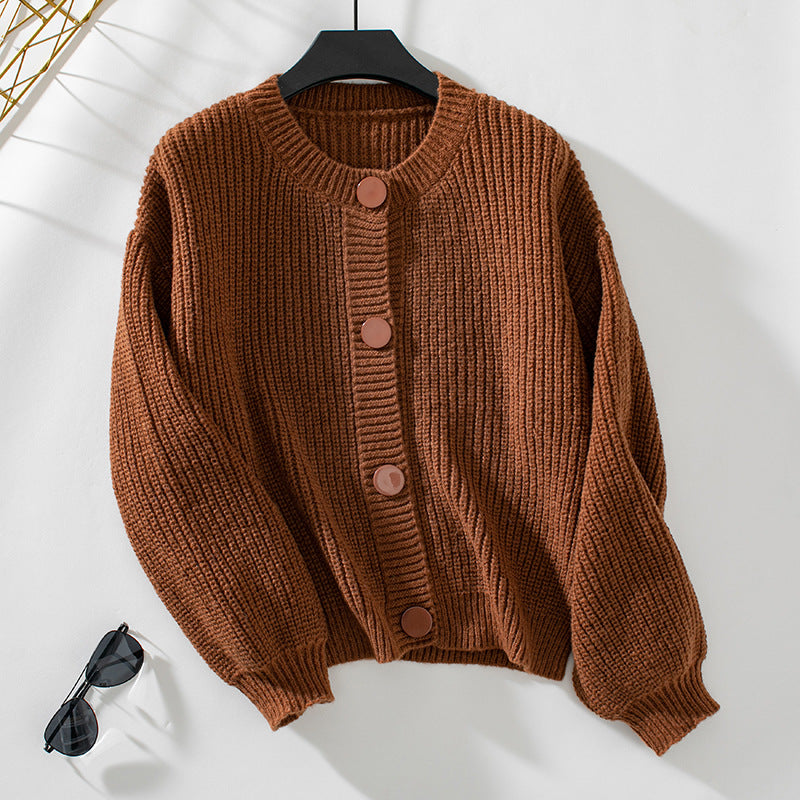 Knitted Cardigan with Buttons for Women