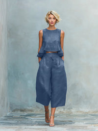 Women's Two-Piece Set with Ruffled Hem