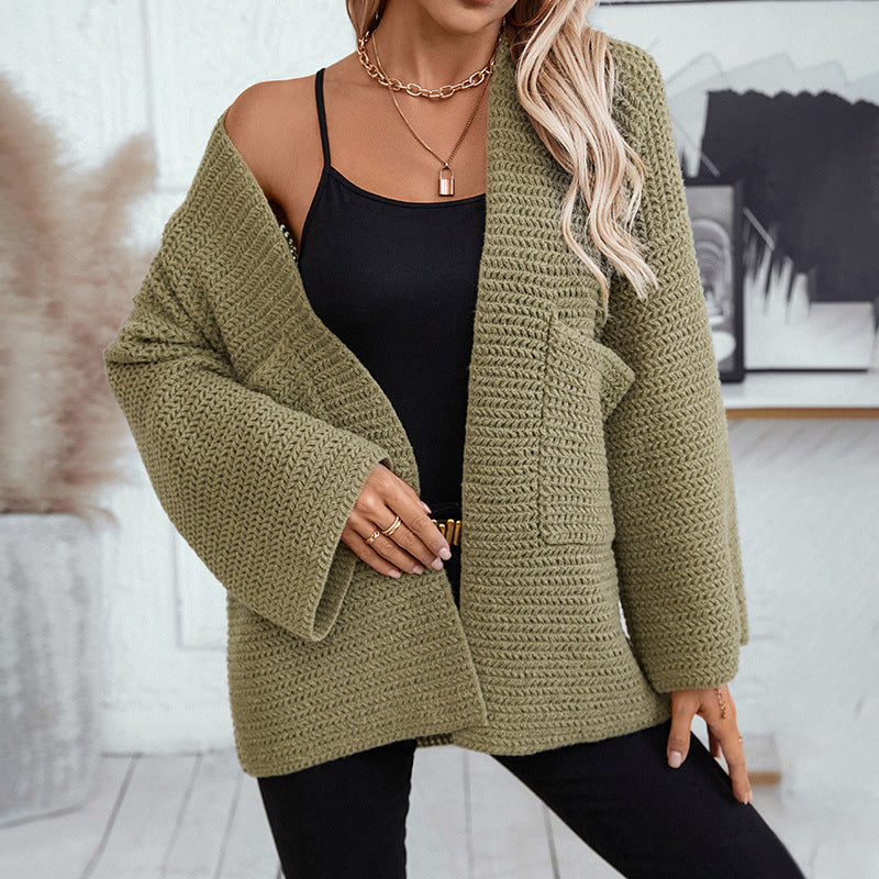 Solid vest for women with long V-neck