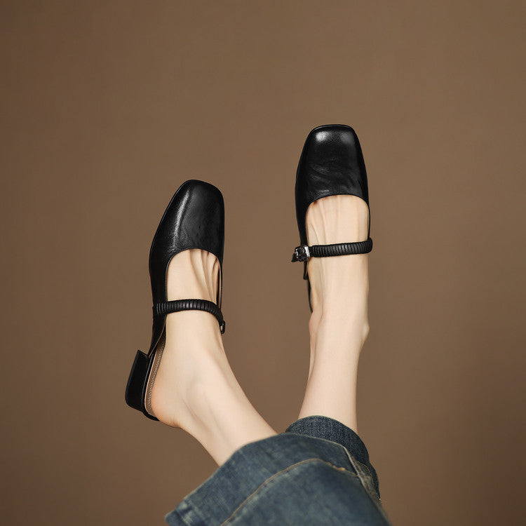 Novie | Genuine Leather Mary Jane Mules