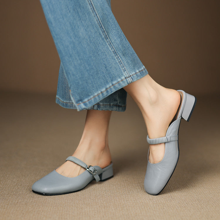 Novie | Genuine Leather Mary Jane Mules
