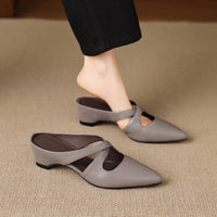 Selva | Pointed Mules with Crossed Genuine Leather Straps