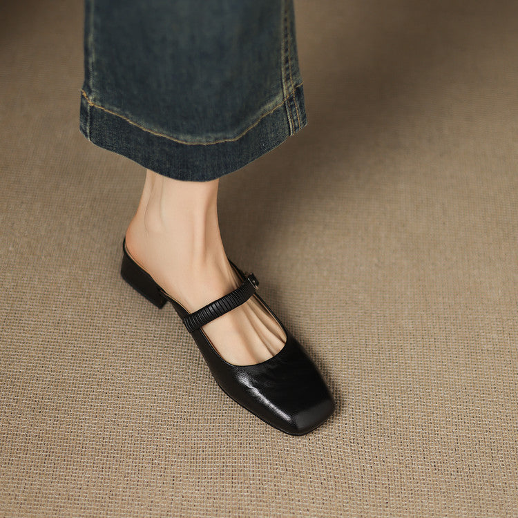 Novie | Genuine Leather Mary Jane Mules