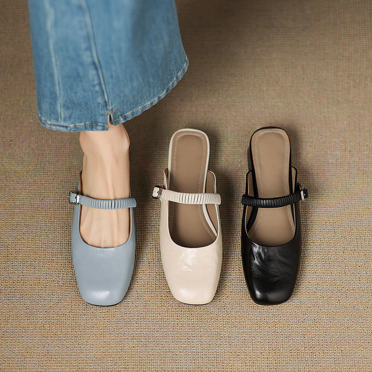 Novie | Genuine Leather Mary Jane Mules