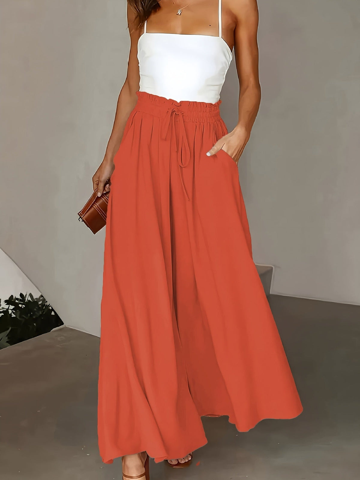Brigitte | Wide-Leg Fluid Pants with Adjustable Waist