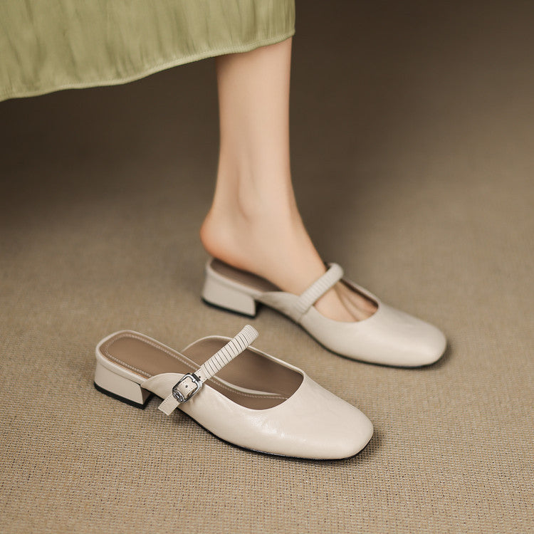 Novie | Genuine Leather Mary Jane Mules