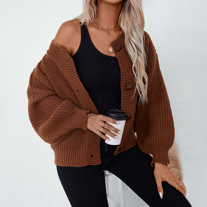 Knitted Cardigan with Buttons for Women