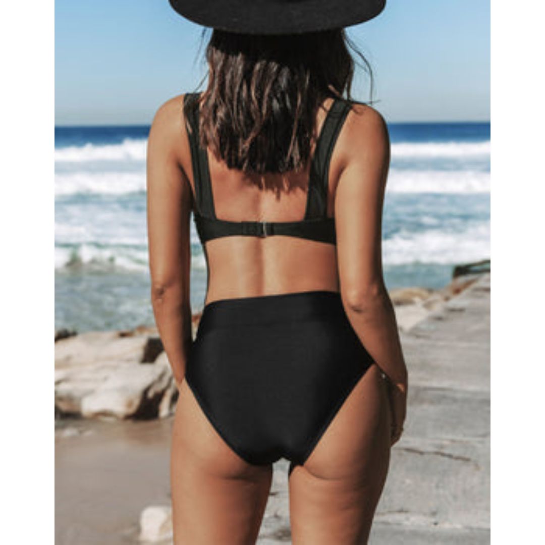 Hilde - Solid High-Waisted Swimsuit