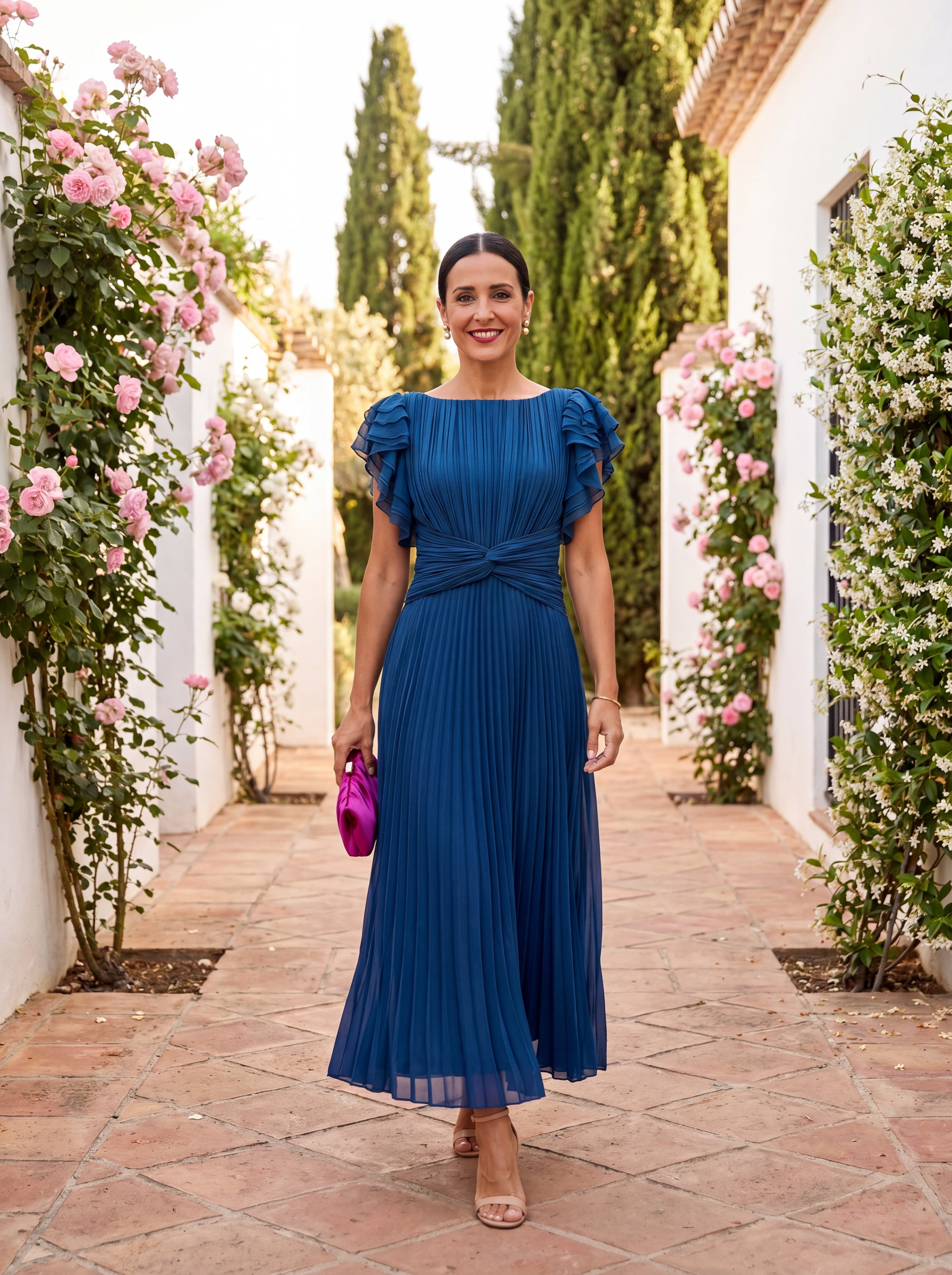 Seraphina | Elegant Pleated Maxi Dress with Tied Waist