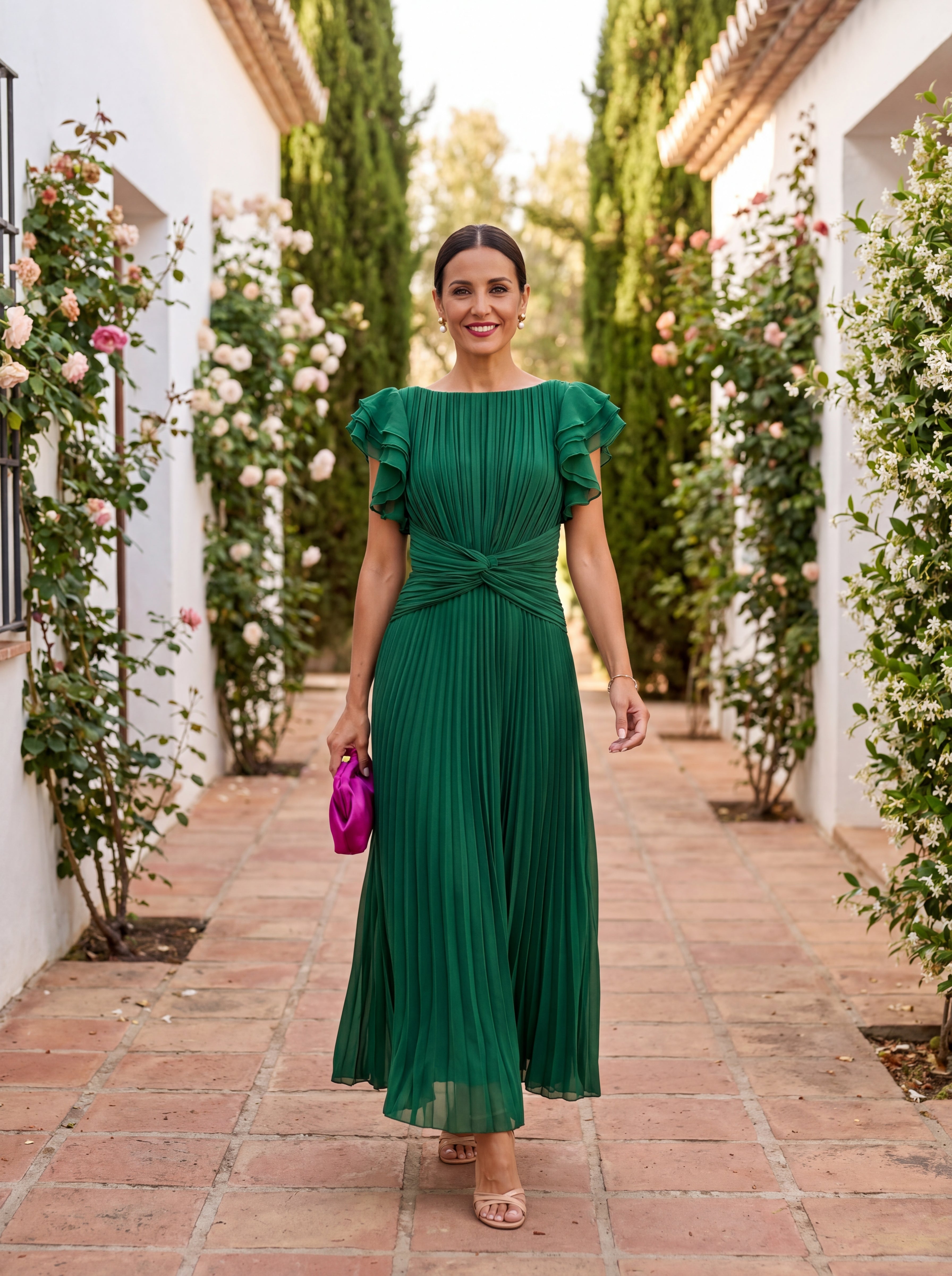 Seraphina | Elegant Pleated Maxi Dress with Tied Waist