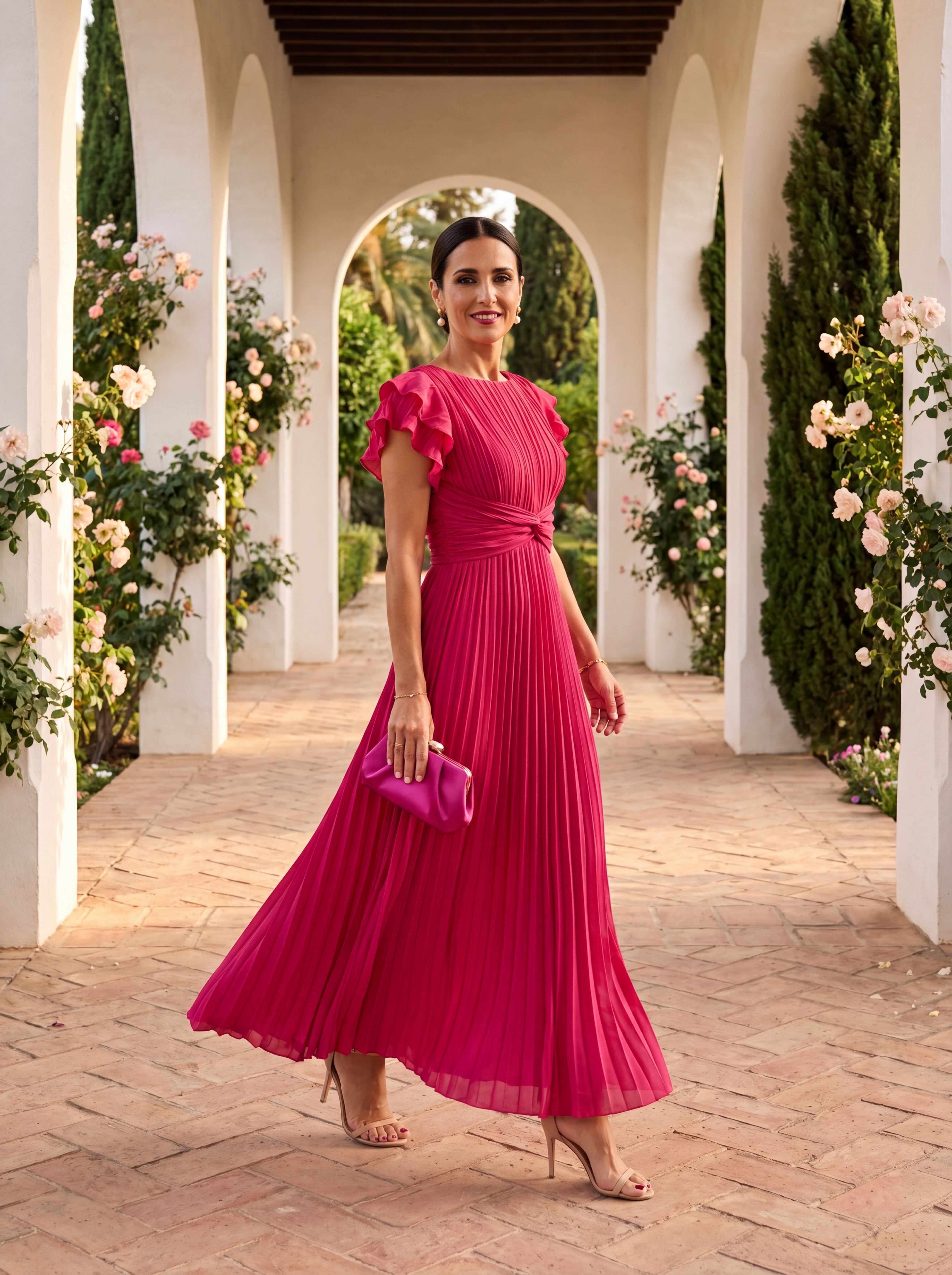 Seraphina | Elegant Pleated Maxi Dress with Tied Waist