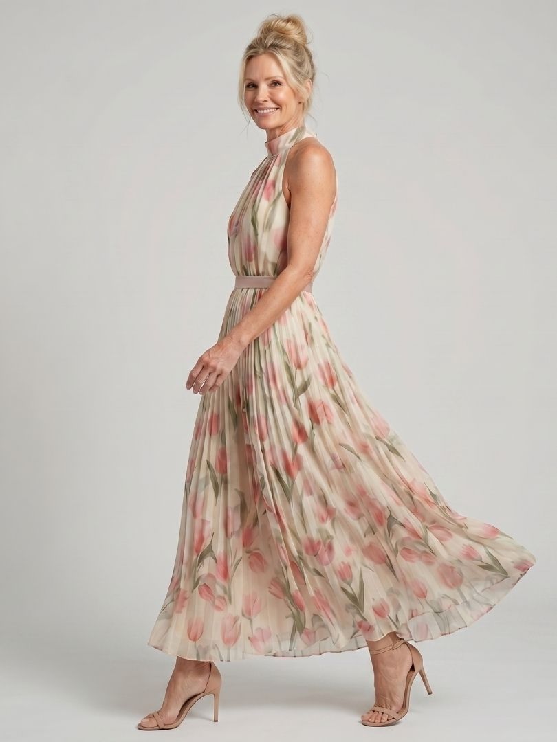 Ellis & Johnson™  | Halter Neck Floral Midi Dress