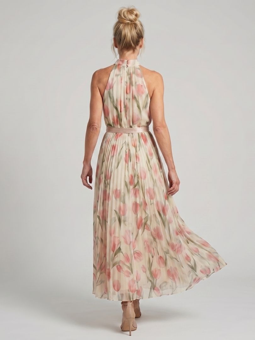 Ellis & Johnson™  | Halter Neck Floral Midi Dress