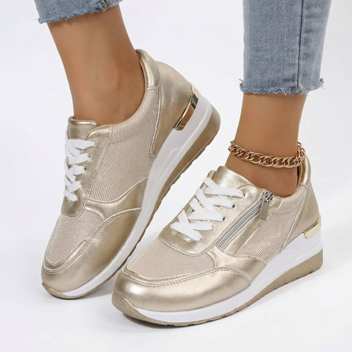 Julia | Orthopedic sneakers with laces and side closure