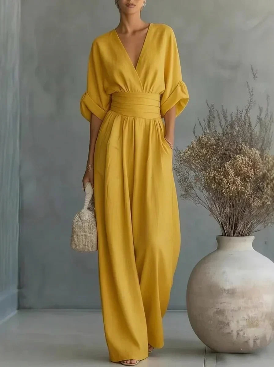 Imani | V-Neck Fitted-Waist Jumpsuit