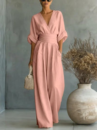 Imani | V-Neck Fitted-Waist Jumpsuit