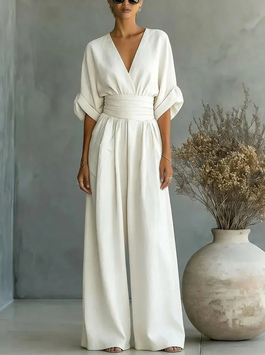 Imani | V-Neck Fitted-Waist Jumpsuit