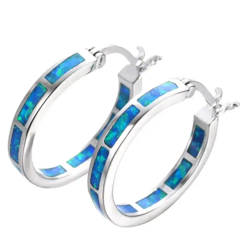 Belén - Chic Circular Earrings with Blue Fire Opal