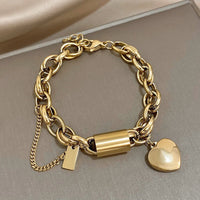 Guadalupe - Bracelet with Golden Heart Pendant