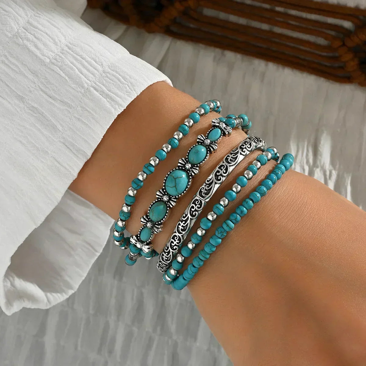 Verónica - Turquoise Bead Bracelet Set