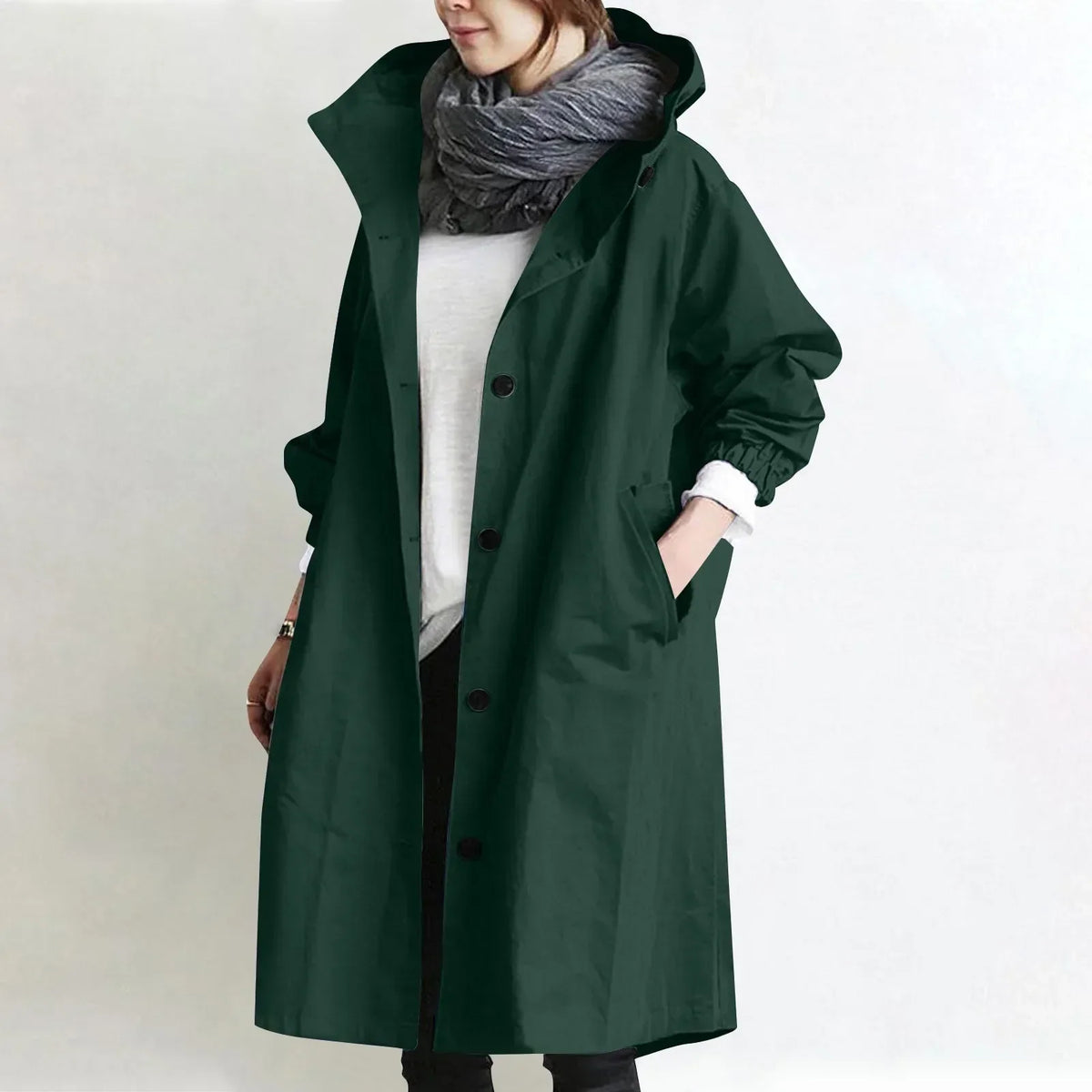 Theodora | Long Trench Coat with Hood