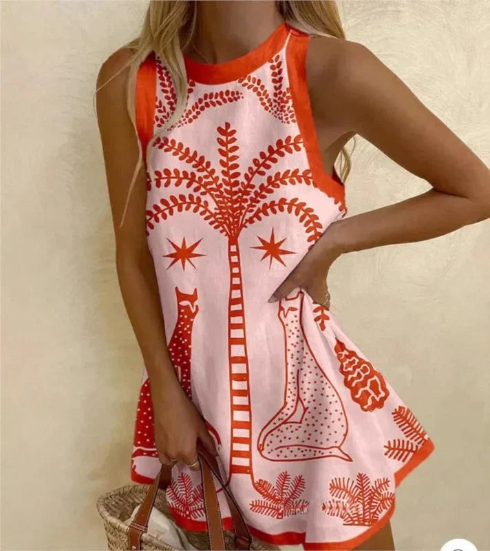 Harper | Bohemian Print Sleeveless A-Line Mini Dress