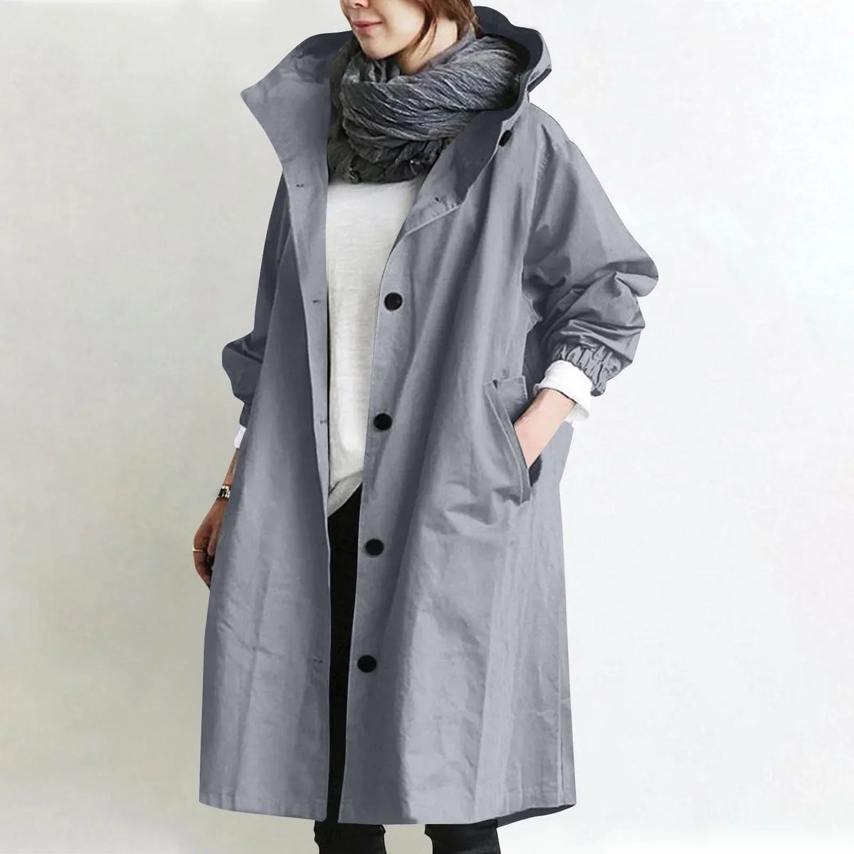 Theodora | Long Trench Coat with Hood