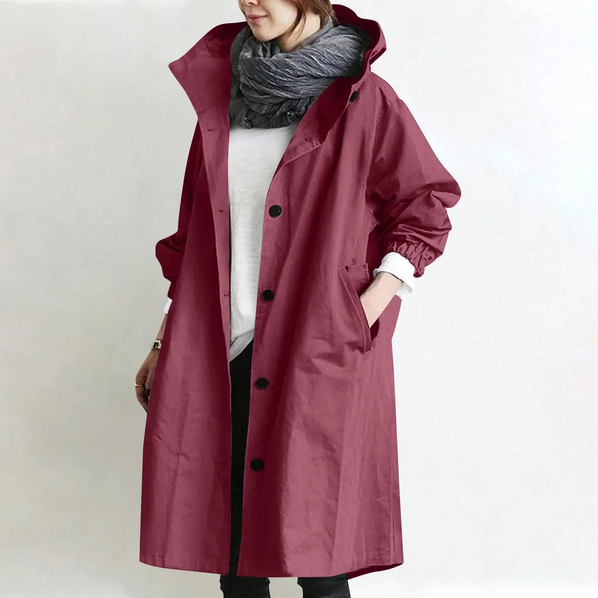 Theodora | Long Trench Coat with Hood